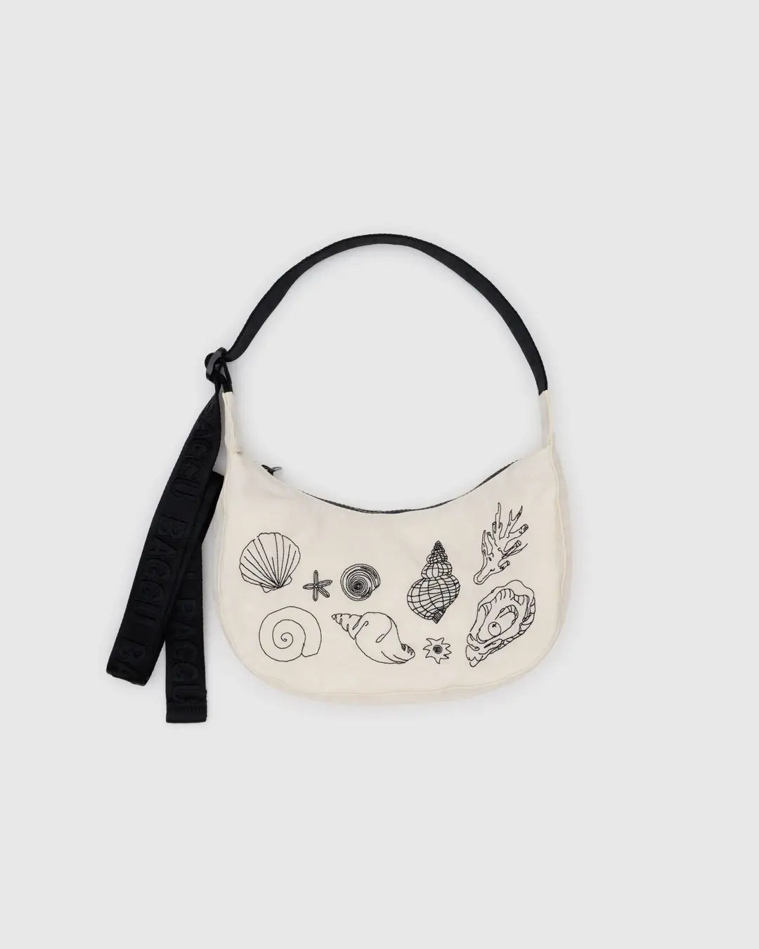 SMALL NYLON CRESCENT BAG | EMBROIDERED SHELLS