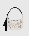 MEDIUM NYLON CRESCENT BAG | EMBROIDERED SHELLS