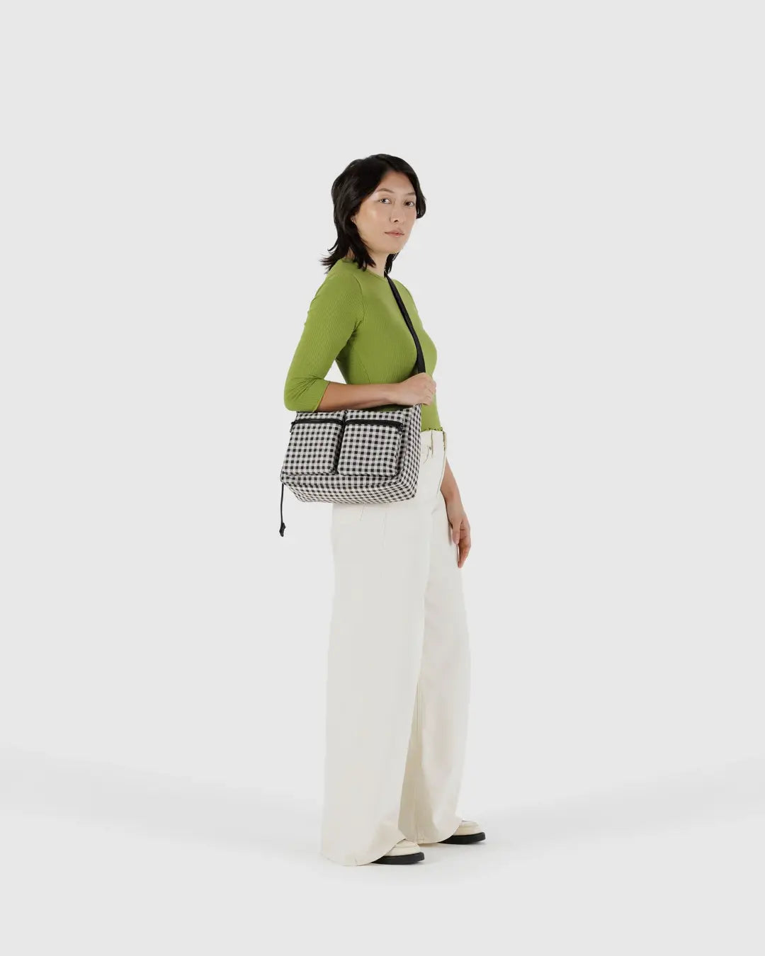 MEDIUM CARGO CROSSBODY | BLACK AND WHITE GINGHAM