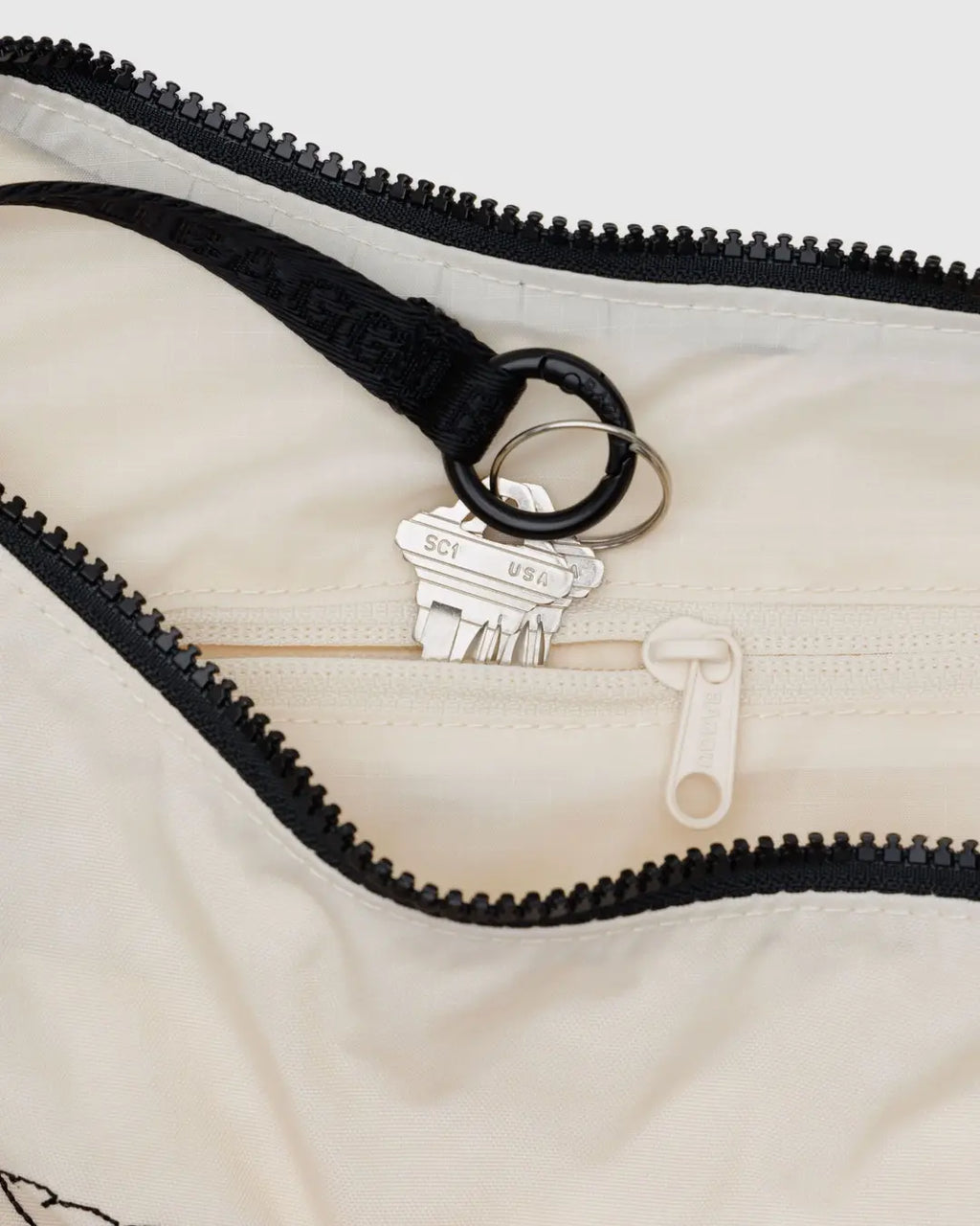 MEDIUM NYLON CRESCENT BAG | EMBROIDERED SHELLS