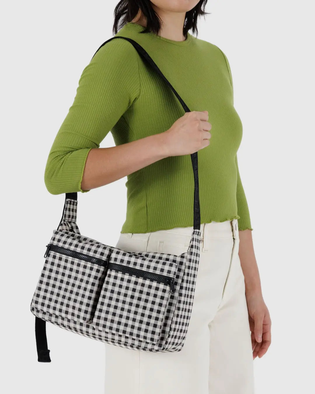 MEDIUM CARGO CROSSBODY | BLACK AND WHITE GINGHAM