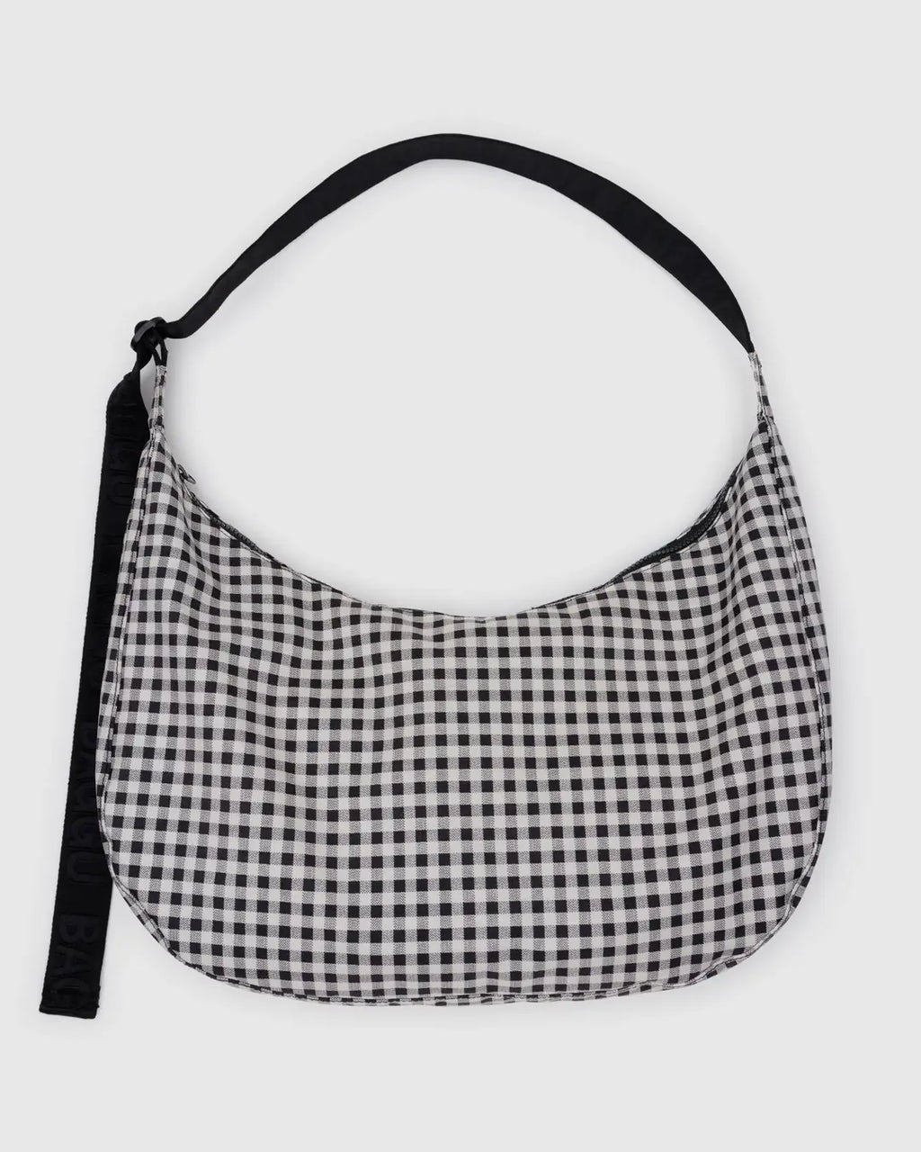 LARGE NYLON CRESCENT BAG | BLACK & WHITE GINGHAM