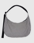 LARGE NYLON CRESCENT BAG | BLACK & WHITE GINGHAM