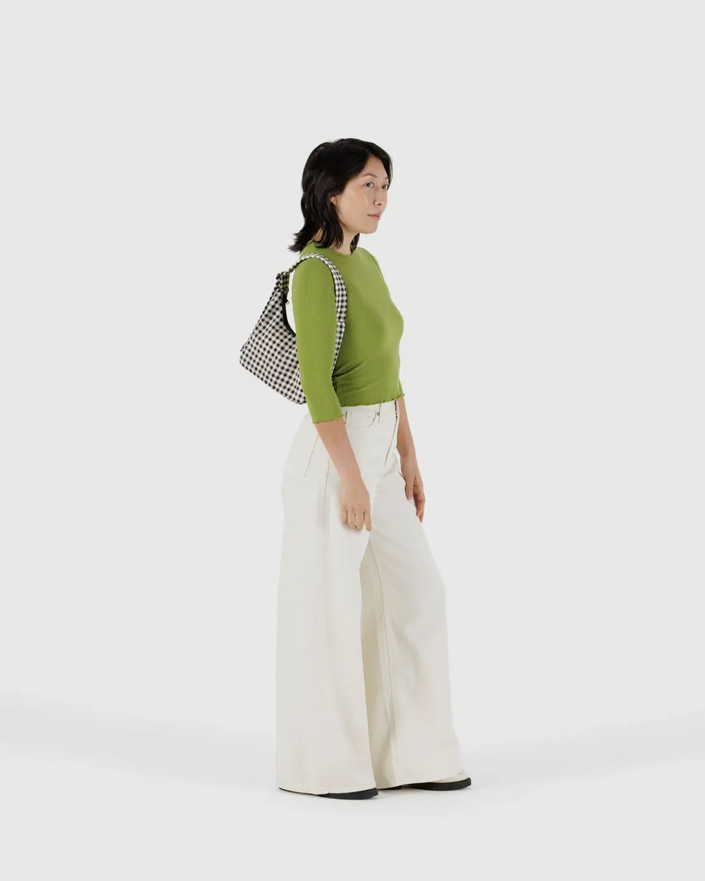 MINI NYLON SHOULDER BAG | BLACK AND WHITE GINGHAM