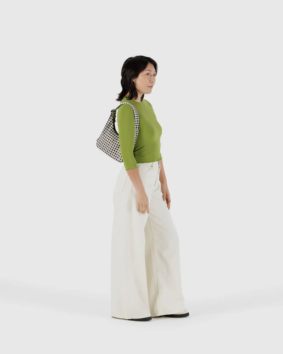 MINI NYLON SHOULDER BAG | BLACK AND WHITE GINGHAM