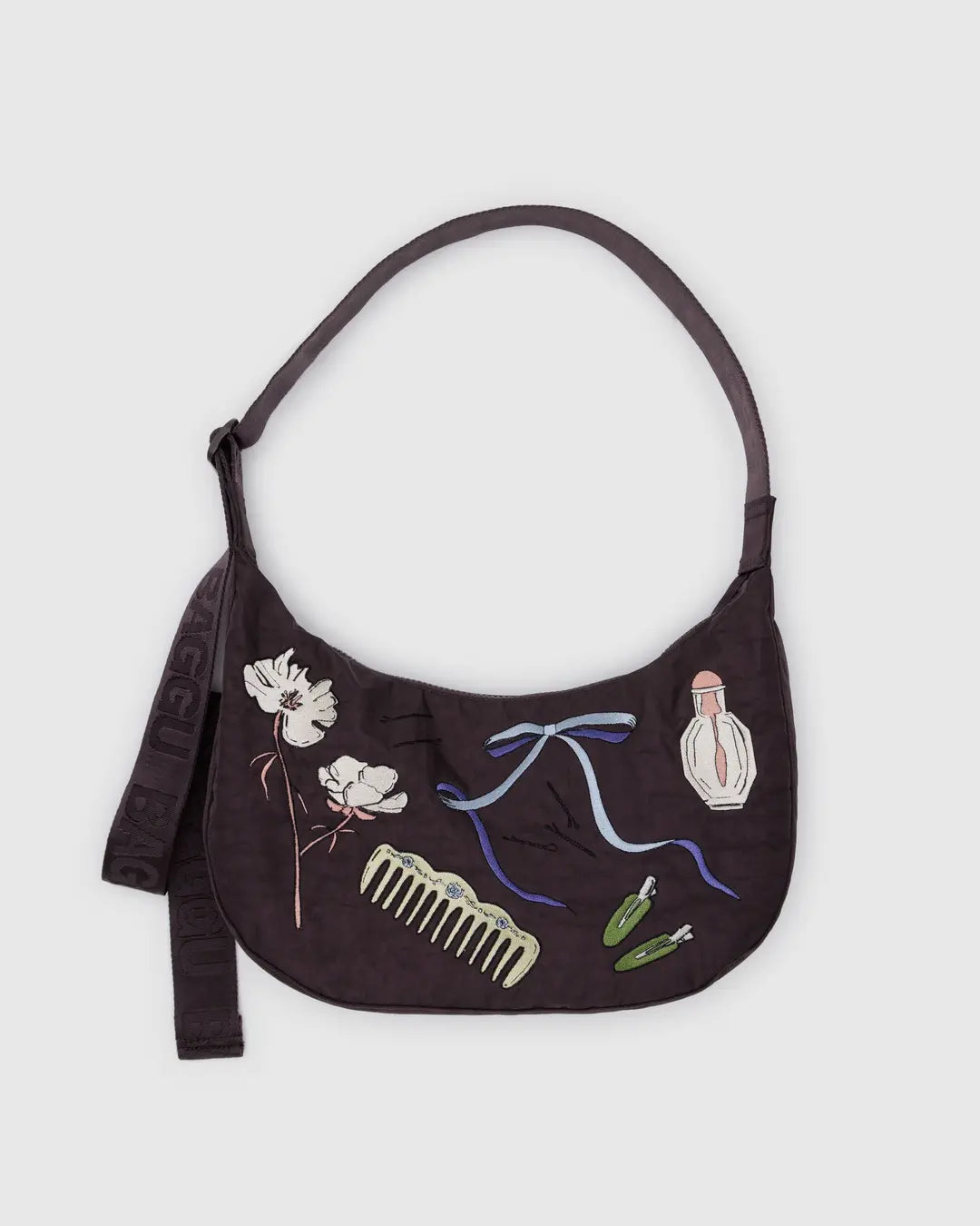 MEDIUM NYLON CRESCENT BAG | EMBROIDERED GET READY WITH ME