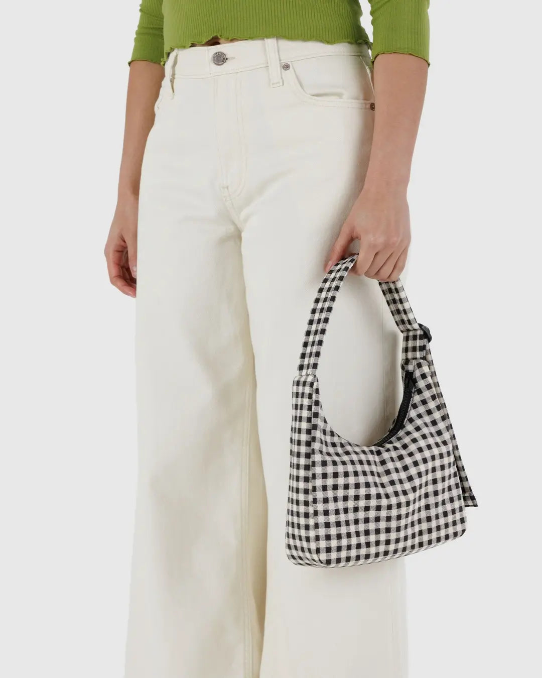 MINI NYLON SHOULDER BAG | BLACK AND WHITE GINGHAM
