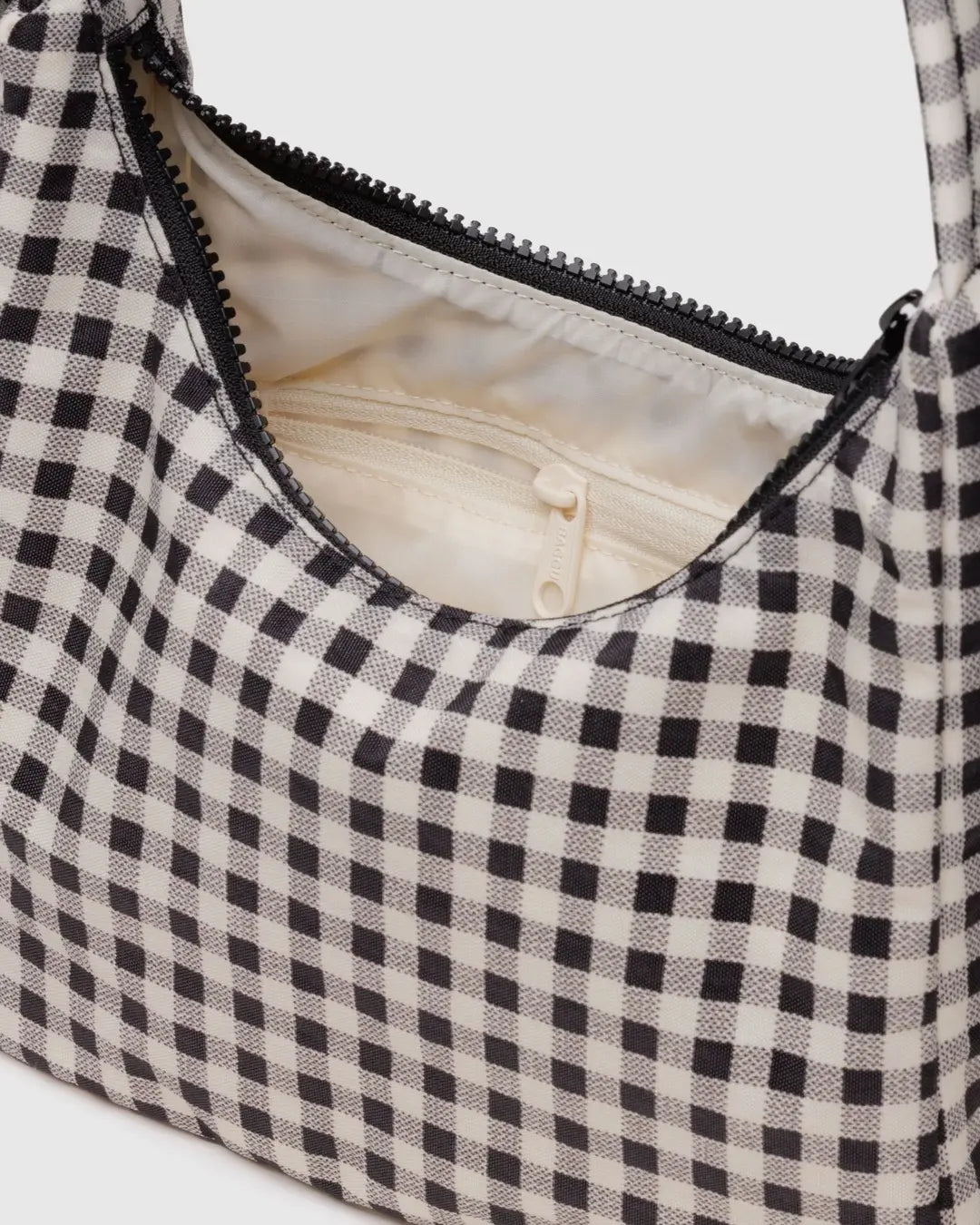 MINI NYLON SHOULDER BAG | BLACK AND WHITE GINGHAM