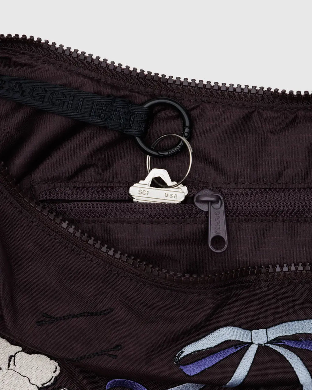 MEDIUM NYLON CRESCENT BAG | EMBROIDERED GET READY WITH ME
