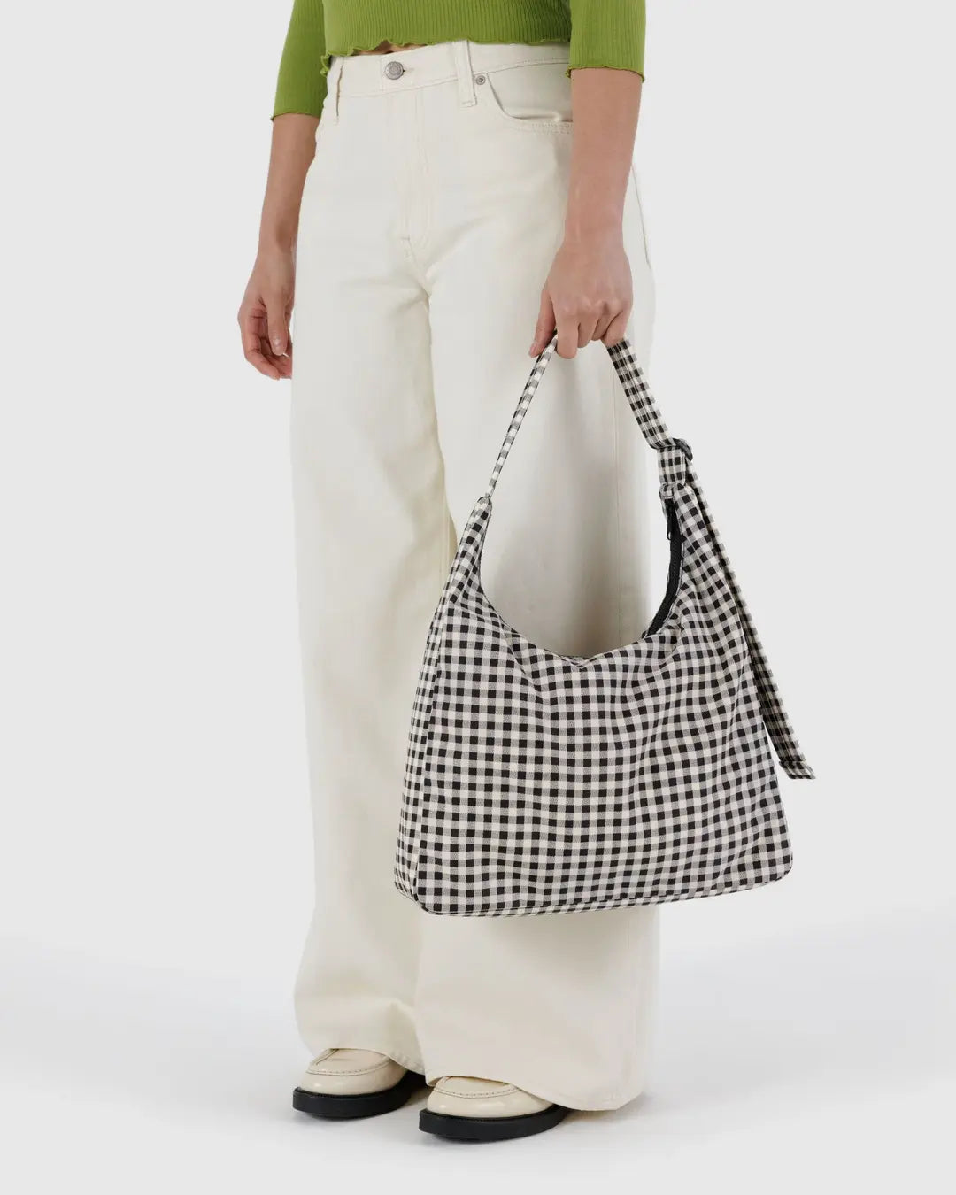 NYLON SHOULDER BAG | BLACK AND WHITE GINGHAM