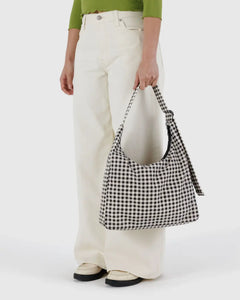 NYLON SHOULDER BAG | BLACK AND WHITE GINGHAM