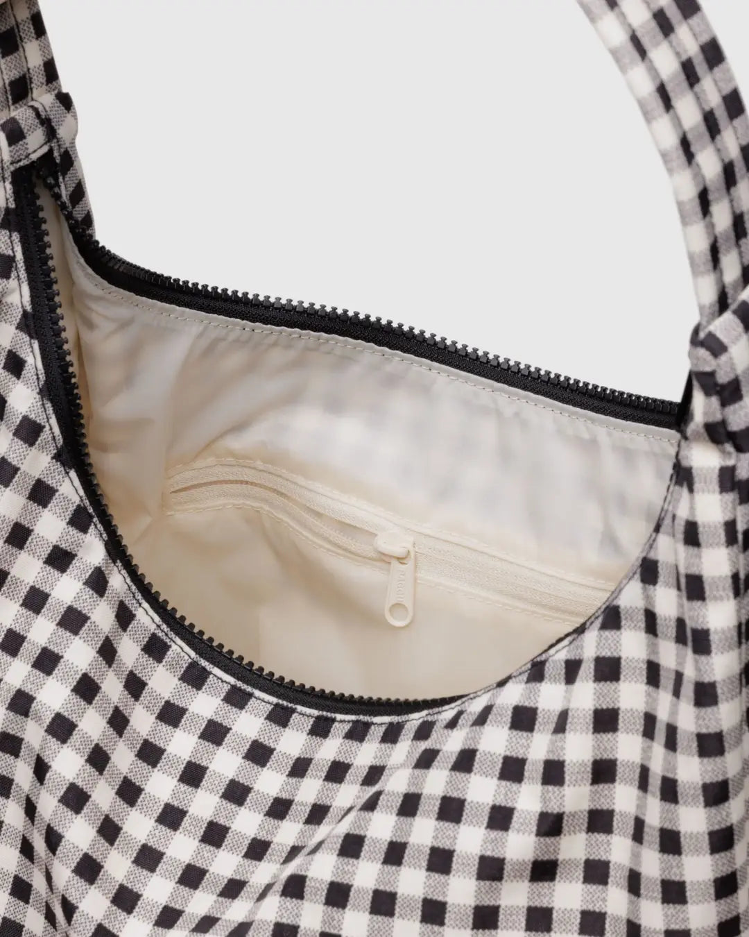 NYLON SHOULDER BAG | BLACK AND WHITE GINGHAM