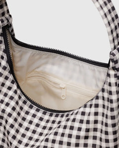 NYLON SHOULDER BAG | BLACK AND WHITE GINGHAM