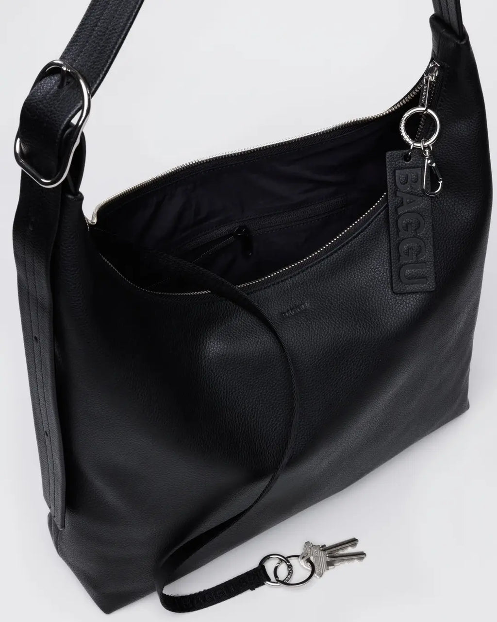 RECYCLED LEATHER SHOULDER BAG | BLACK