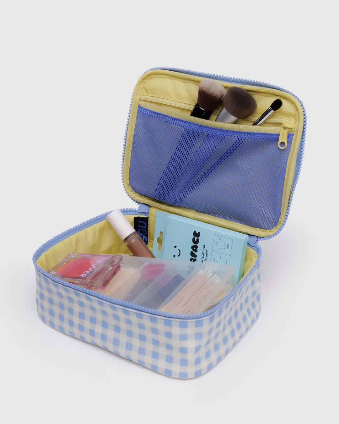 SMALL COSMETIC CASE | LIGHT BLUE GINGHAM