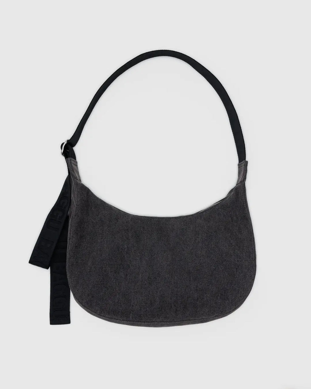 MEDIUM DENIM CRESCENT BAG | WASHED BLACK DENIM
