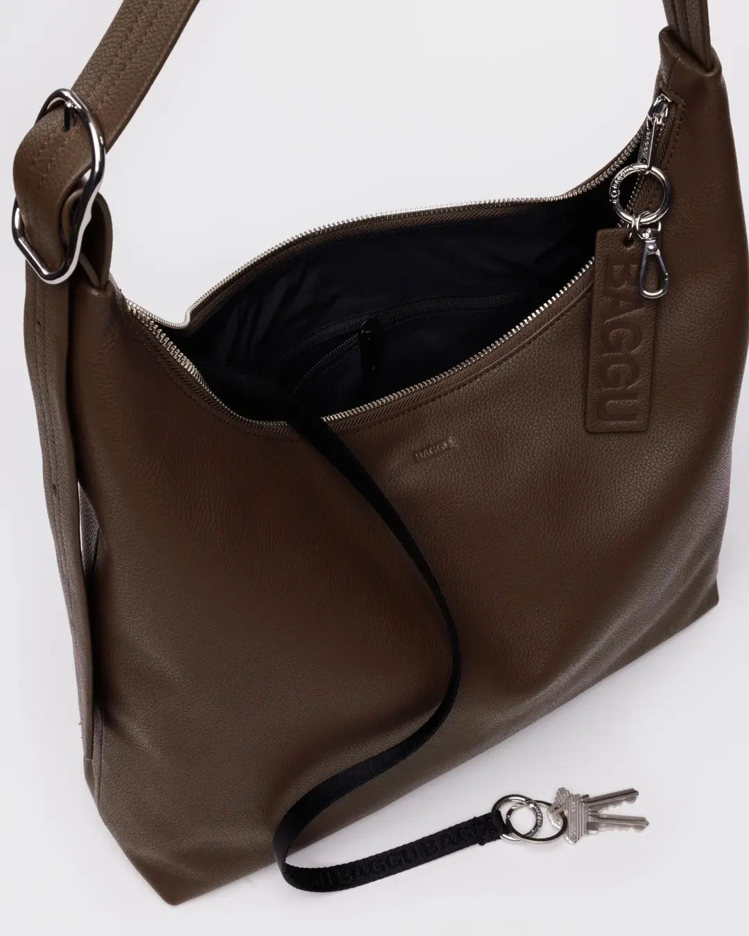 RECYCLED LEATHER SHOULDER BAG | BROWN