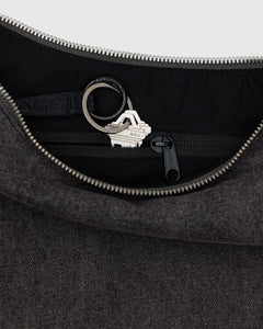MEDIUM DENIM CRESCENT BAG | WASHED BLACK DENIM