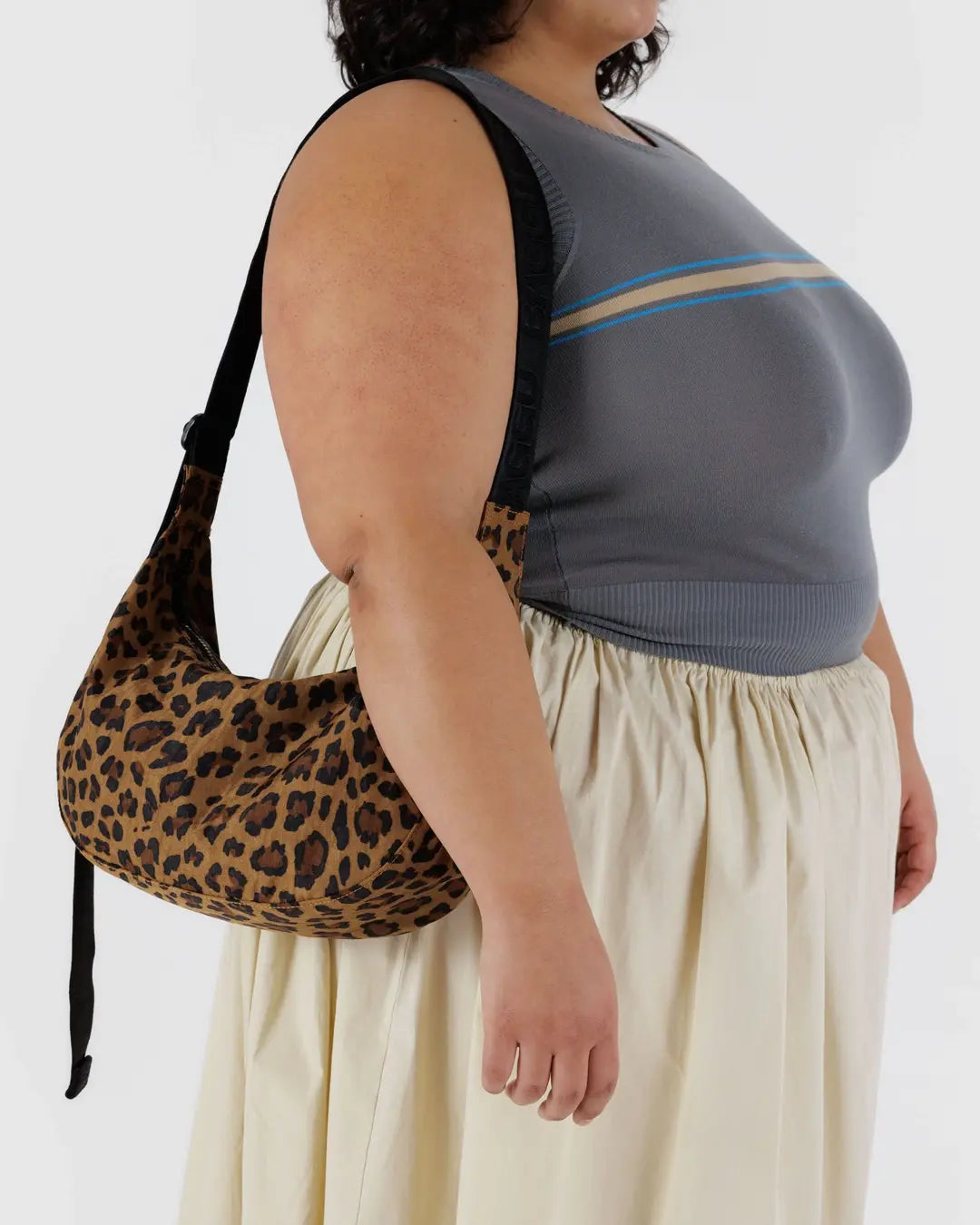 MEDIUM NYLON CRESCENT BAG | LEOPARD