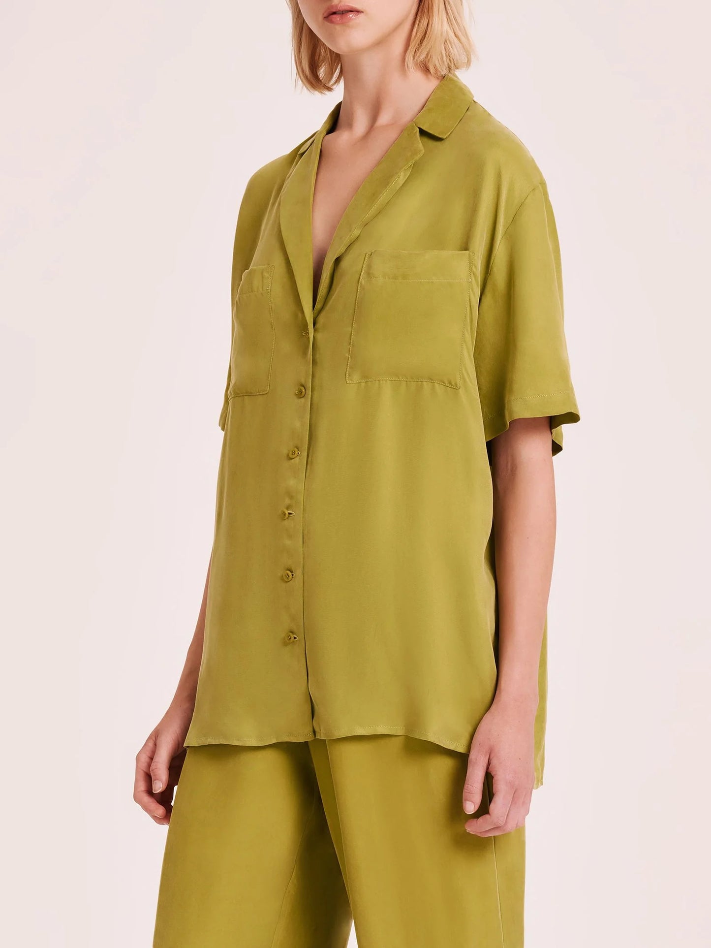 LUCIA CUPRO SHIRT | PICKLE