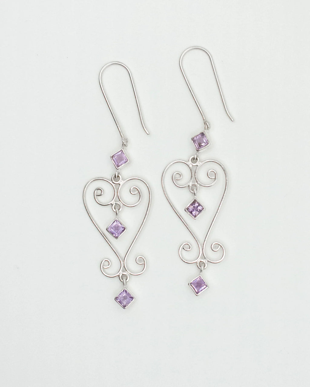 Jester Bloom Amethyst Baba Heart Earrings