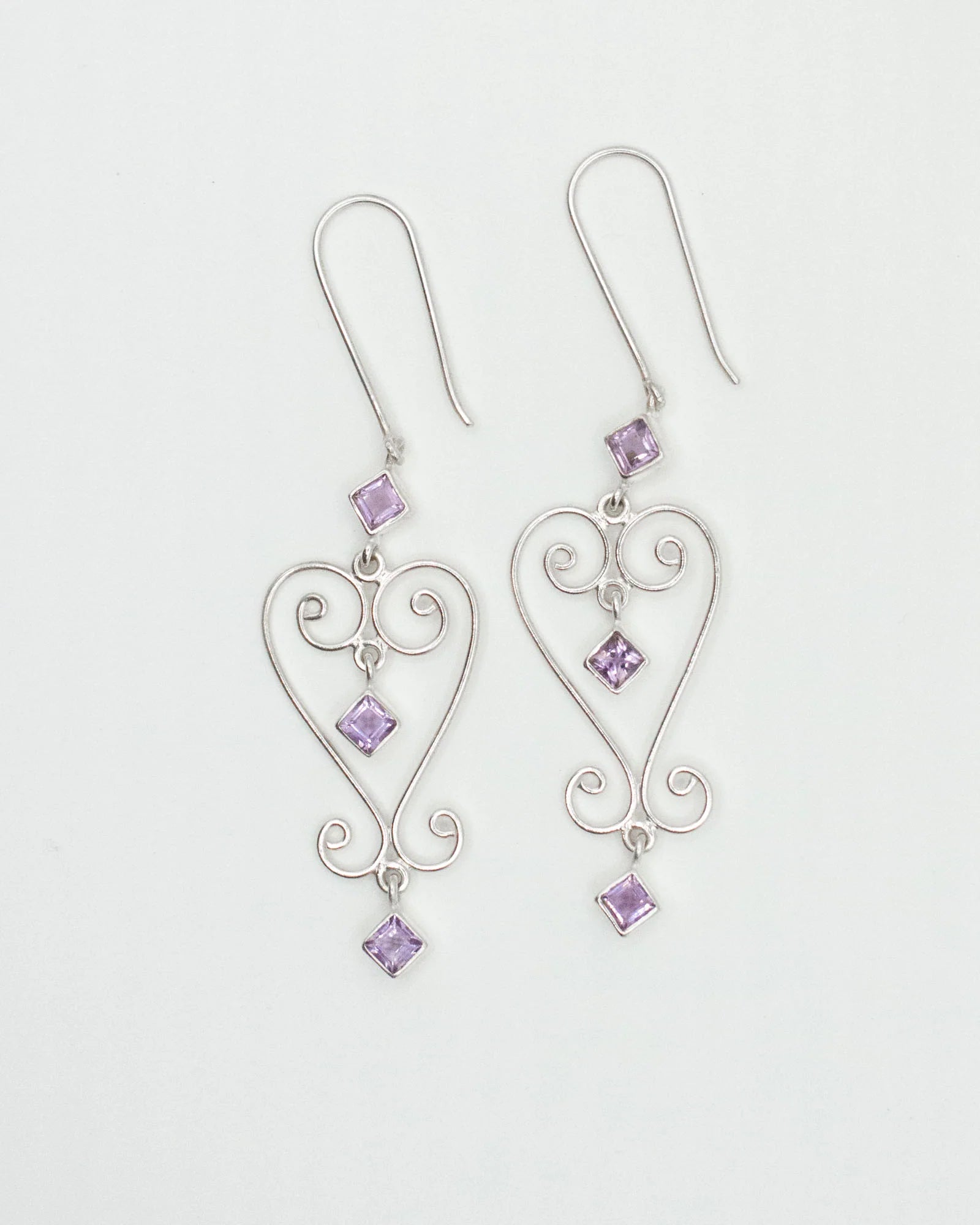 Jester Bloom Amethyst Baba Heart Earrings