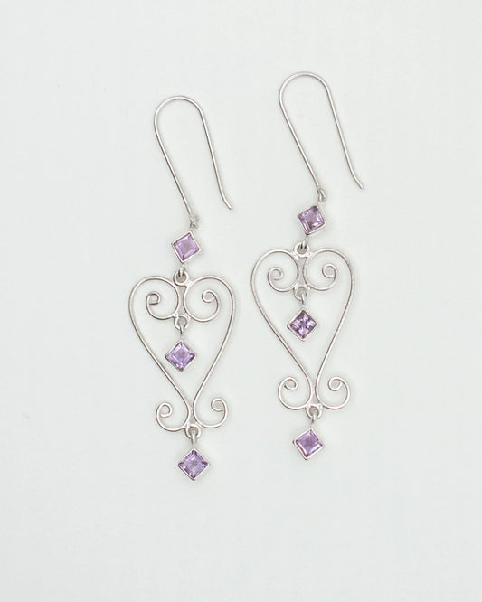Jester Bloom Amethyst Baba Heart Earrings