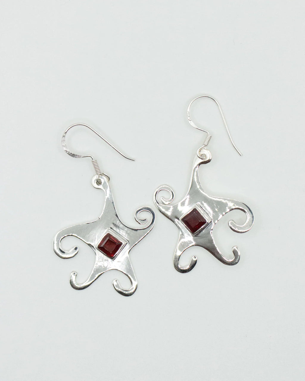 Jester Bloom Garnet Whimsical Star Earrings