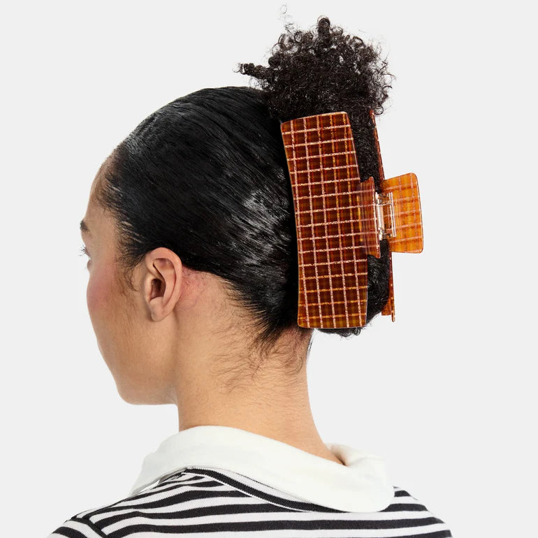 JUMBO BOX CLAW | CARAMEL PLAID