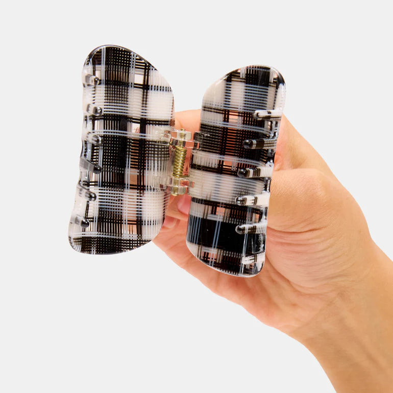 JUNO CLAW | BLACK + WHITE PLAID