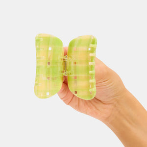 JUNO CLAW | LIME + CREAM PLAID