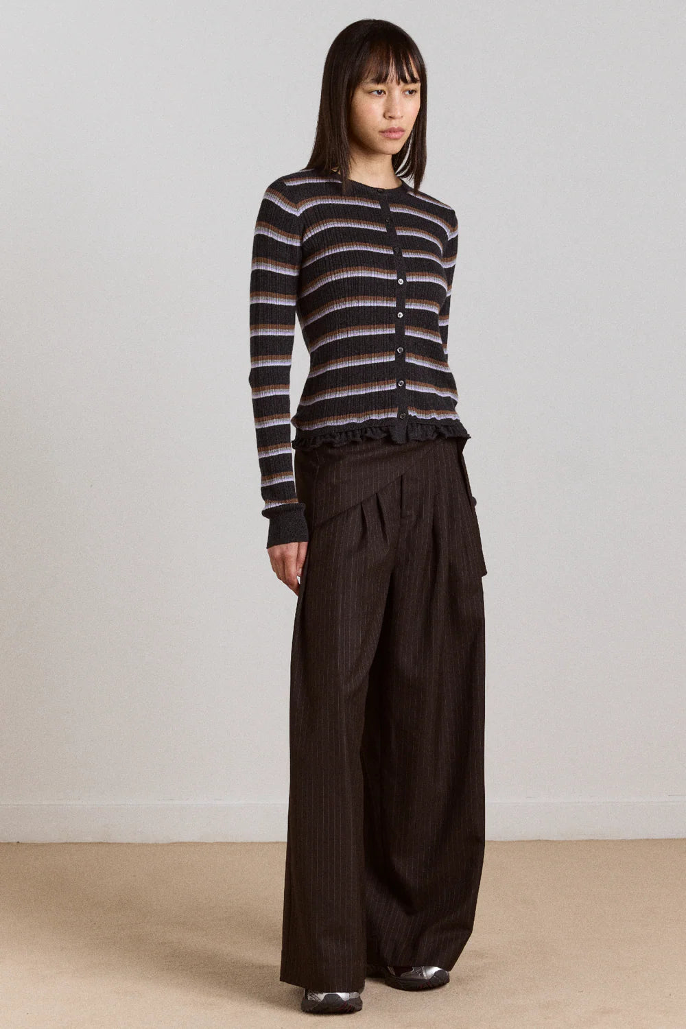 FABIA TROUSER | CHOC PINSTRIPE