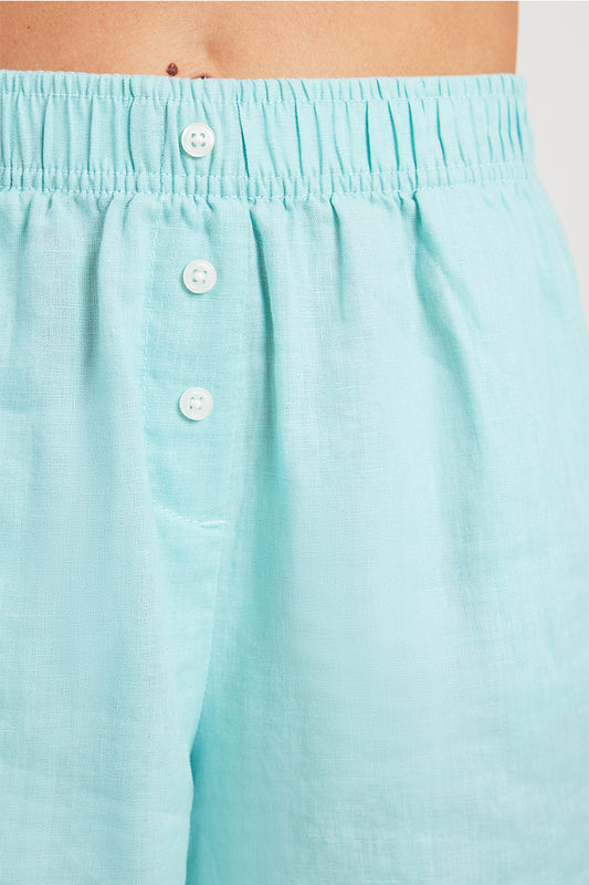 LOUNGE LINEN SHORT | AQUA