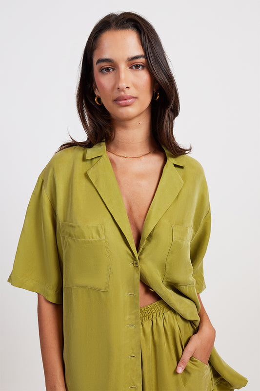 LUCIA CUPRO SHIRT | PICKLE