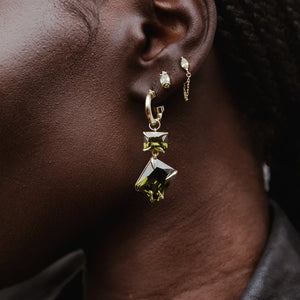MARQUISE CHAIN STUDS | PERIDOT - 18K GOLD PLATING