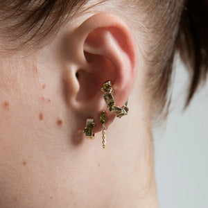 MARQUISE CHAIN STUDS | PERIDOT - 18K GOLD PLATING