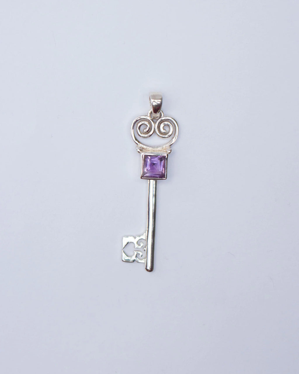 Jester Bloom Amethyst Lovers Key Pendant