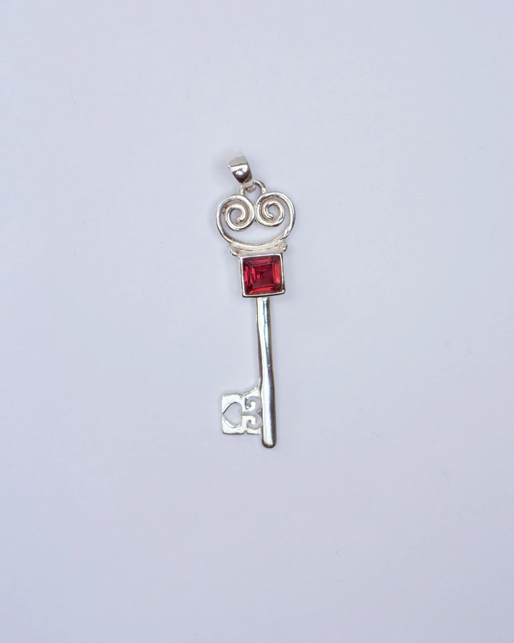 Jester Bloom Garnet Lovers Key Pendant
