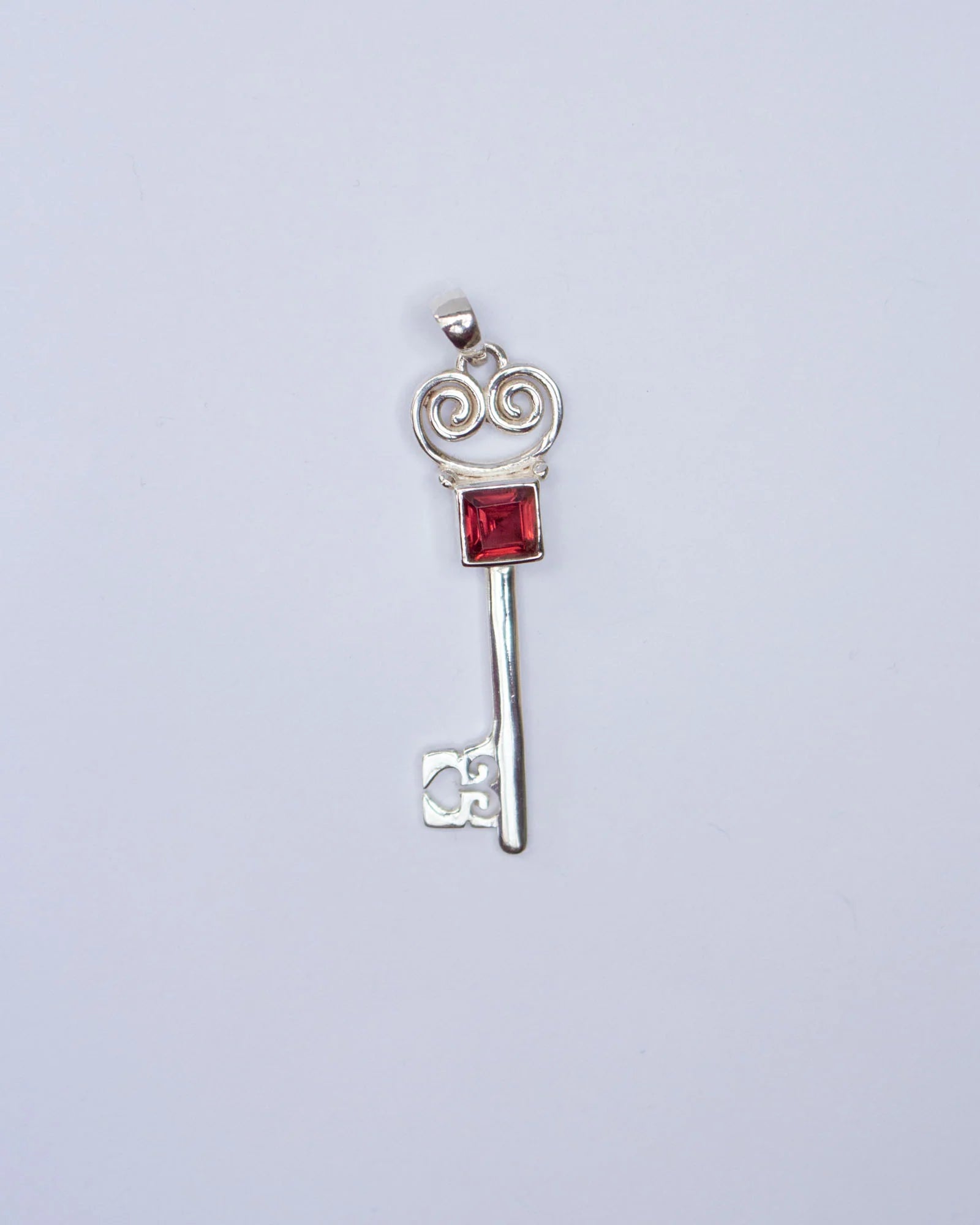 Jester Bloom Garnet Lovers Key Pendant