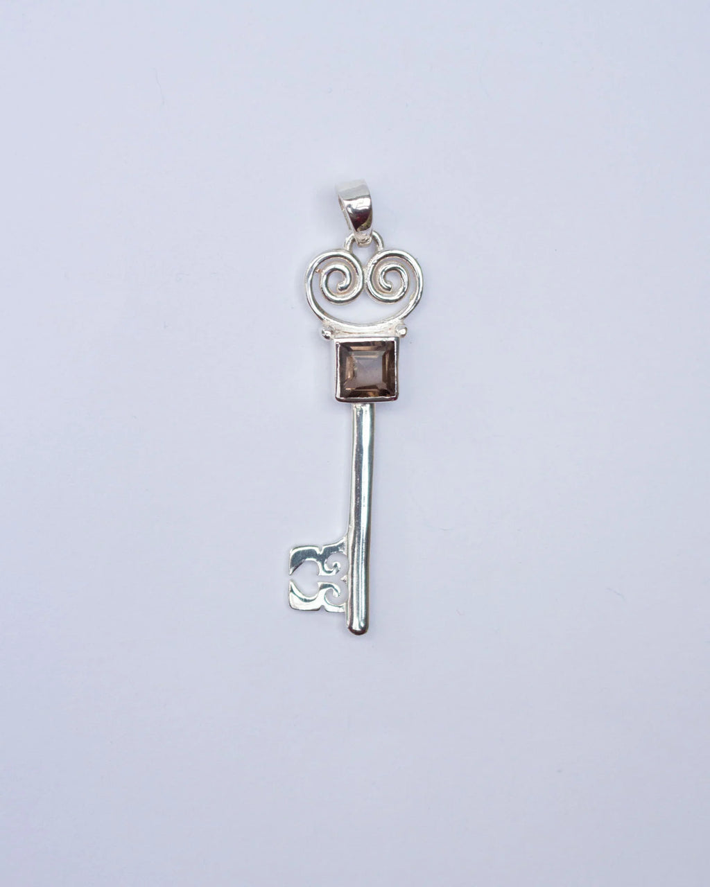 Jester Bloom Smokey Quartz Lovers Key Pendant