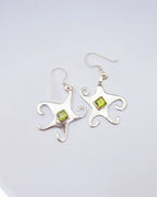 Jester Bloom Peridot Whimsical Star Earrings
