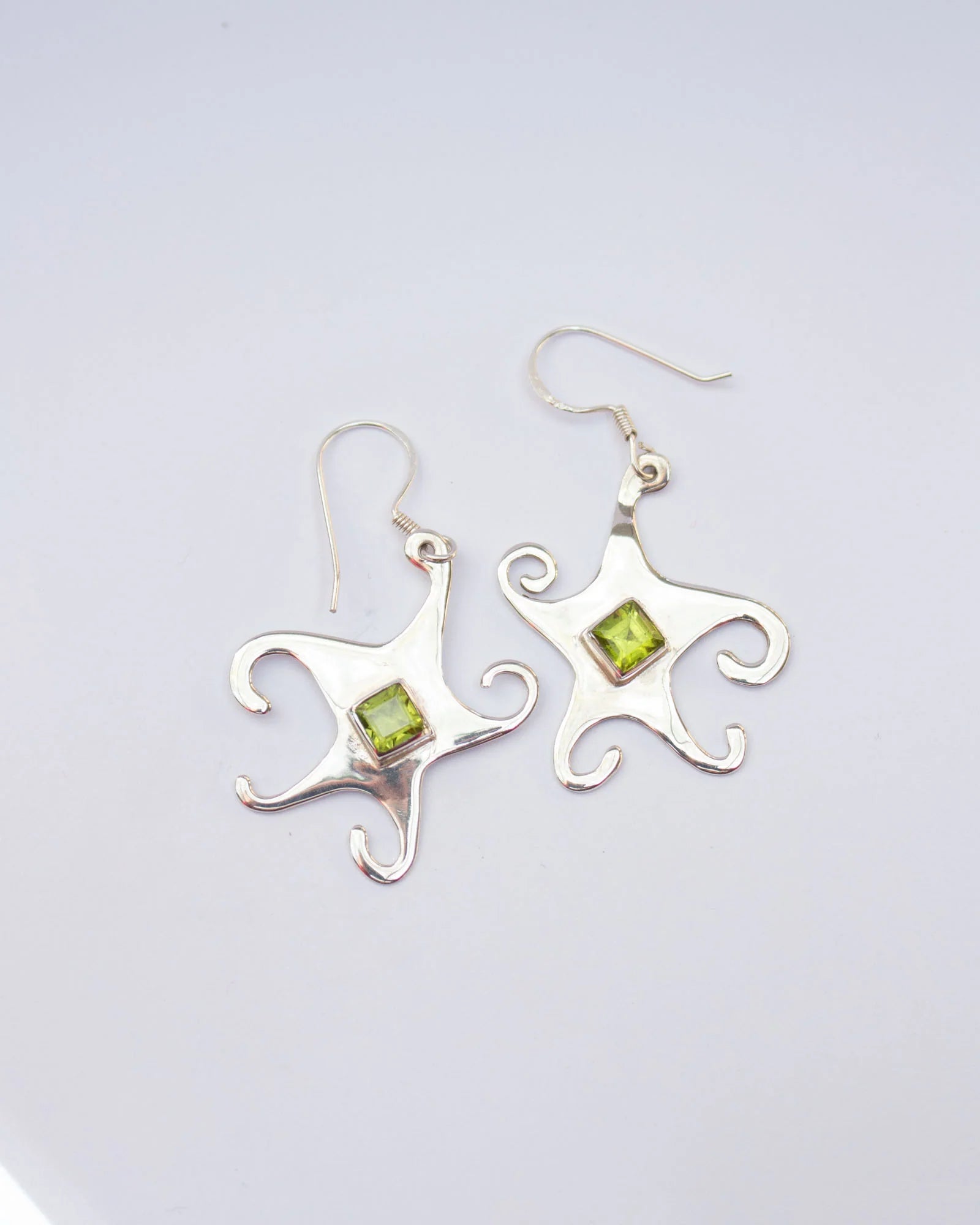 Jester Bloom Peridot Whimsical Star Earrings