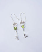 Jester Bloom Peridot Lovers Key Earrings