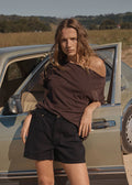 Afends Sabina Off Shoulder Tee Brown