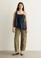 Damson Madder Tansy satin And Lace Cami Top