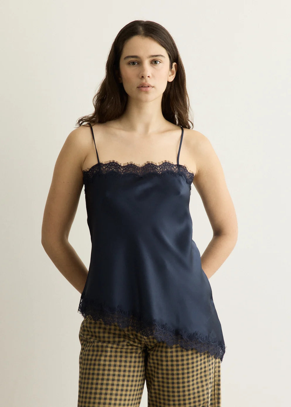 Damson Madder Tansy satin And Lace Cami Top