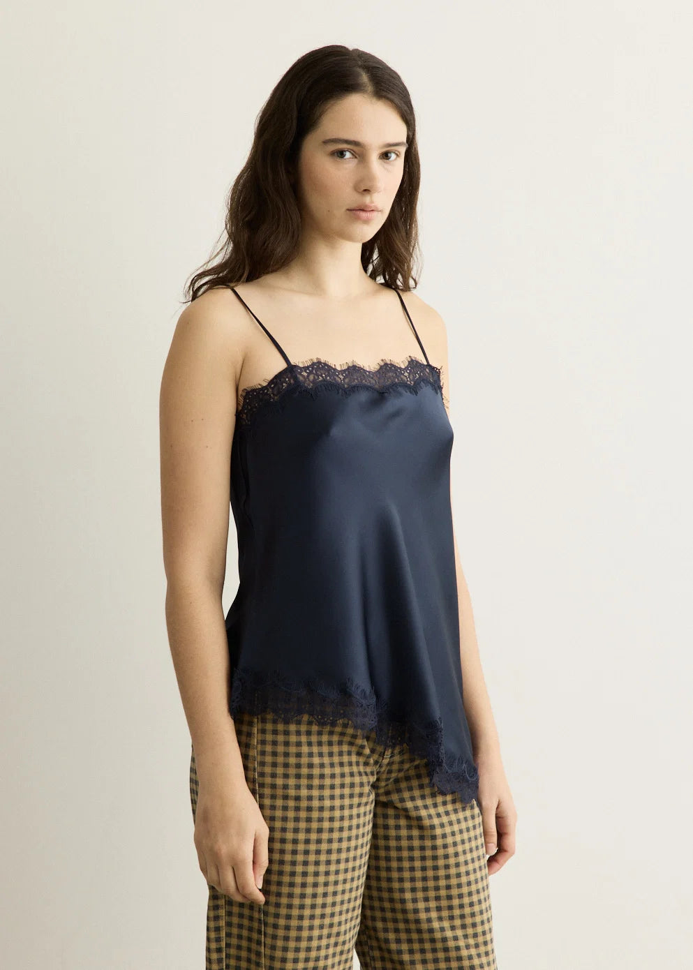Damson Madder Tansy satin And Lace Cami Top