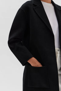 SINGLE BREASTED WOOL COAT | BLACK