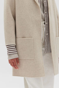 SINGLE BREASTED WOOL COAT | OAT MARLE