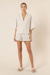 NUDE LINEN LOUNGE SHIRT | NATURAL